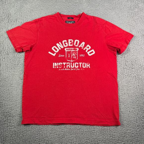 Abercrombie & Fitch Muscle Fit Shirt Mens M Red Longboard Instructor Vintage Y2K - Picture 2 of 10